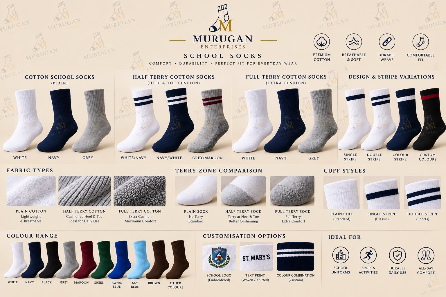 Murugan Enterprises School Socks